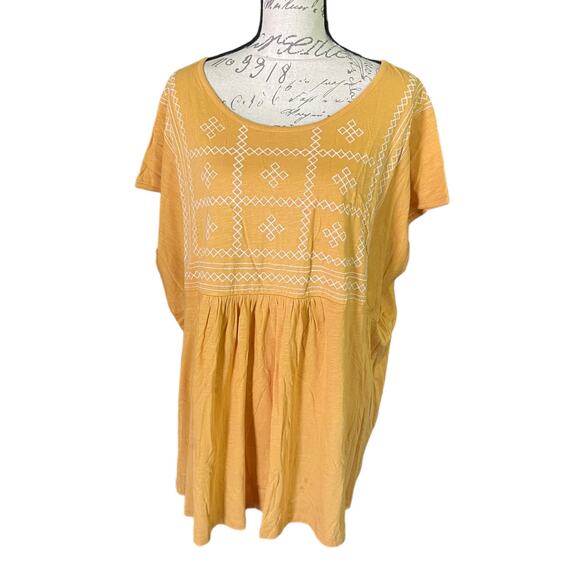 Gloria Vanderbilt Yellow Sunflower Babydoll Plus Size Shirt 3X - Picture 1 of 4